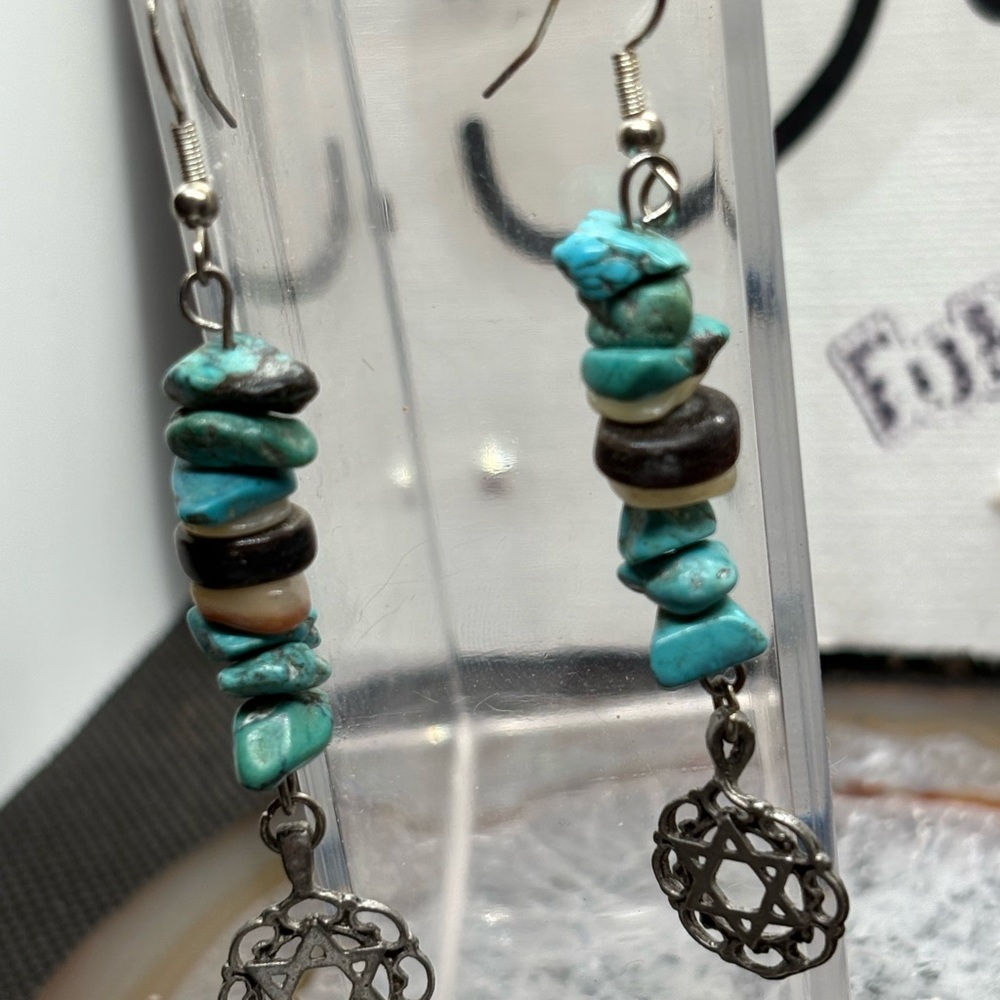 Turquoise and Silver Dangle Earrings
